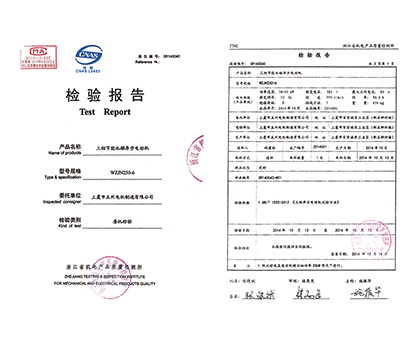 檢驗(yàn)報(bào)告-紹興上虞五州電機(jī)制造有限公司